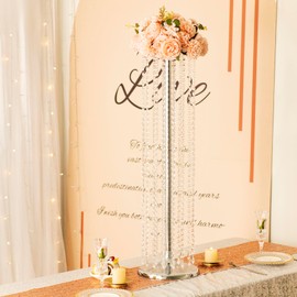 Set of 2 Luxurious Crystal Flower Stand Wedding Centerpieces on Floor Tall Metal Flower Arrangement Stand Tabletop Flower Vase for Wedding Party Hotel Home Decor…