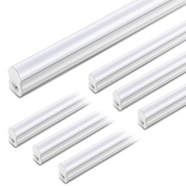 Pak LED Shop Light, 4FT, 2300LM 6500K Cool White, 20W Energy-Saving Super Bright Linkable T5 Ceiling and Under Cabinet Lighting Fixture for Garage, Workshop, Basement, Warehouse, FCC Certified, 6 Pack