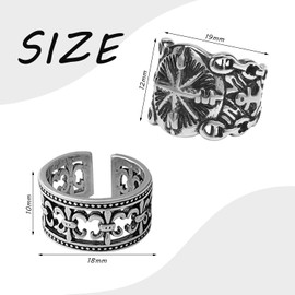FDGGT 2 Pieces Fashion Statement Rings Adjustable Rings Rings Vintage Engraved Metal Rings