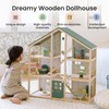 Tiny Land Wooden Dollhouse for Girls - 6 Rooms Wooden