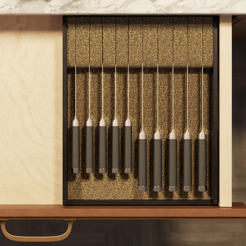 SpaceAid Large Knife Drawer Organizer Bamboo Insert Dock, Kitchen Steak