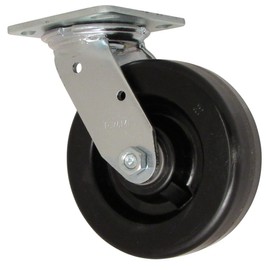 RWM Casters 46 Series Plate Caster, Swivel, Phenolic Wheel, Roller Bearing, 1000 lbs Capacity, 5" Wheel Dia, 2" Wheel Width, 6-1/2" Mount Height, 4-1/2" Plate Length, 4" Plate Width