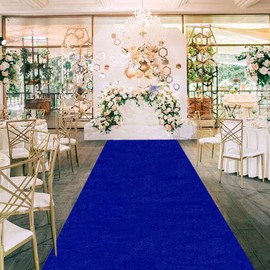 Blue Carpet Runner for Party Aisle Runner for Wedding Ceremony 4FT x 15FT Velvet Carpet Rug Outside Grass Runway Rug for Beach Wedding Shower Decorations Floor Runner Carpet for Reception Banquet