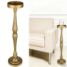 DORMIYA Small Drink Table, Drink Tables for Small Spaces Nightstand Bedroom Couch Chair Vintage Metal Decor, Drink Table Pedestal, Antique Tall Narrow Drink Stand (Classic)