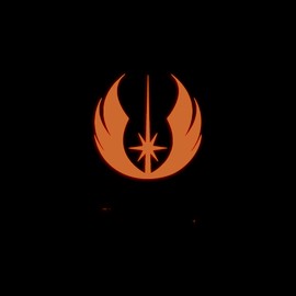 Star Star Inspired Movie Character Space Jedi Symbol Glow in The Dark Sticker Decal for Phone Tablet Laptop Car Truck Window | 2" Sticker | Orange