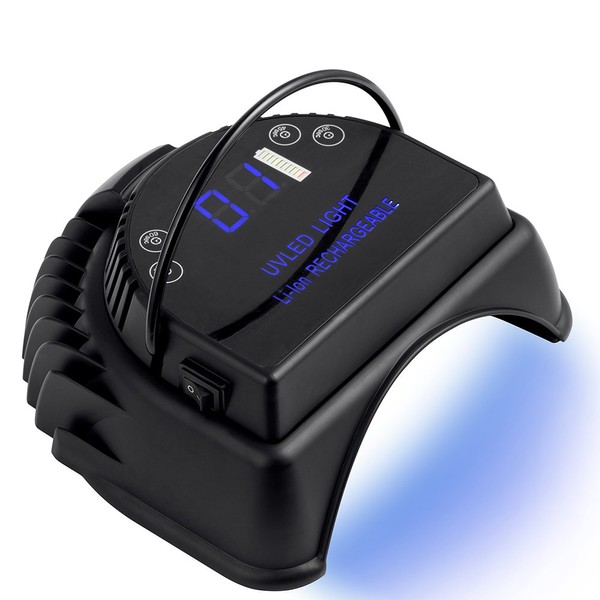 MINI LOP 64W Rechargeable Pro LED Gel Nail UV Light Wireless UV LED Nail Lamp Cordless Led Light for Nails(Black)