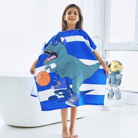 KAKU NANU Hooded Towels for Kids Poncho Girls Dressing Gown Changing Robe Boys and Girls Beach Towel Children Swimming Pool Bathrobe Large