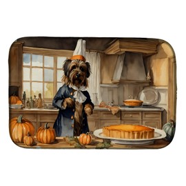 Caroline's Treasures DAC1753DDM Briard Fall Kitchen Pumpkins Dish Drying Mat Absorbent Dish Drying Mat Pad for Kitchen Counter Dish Drainer Mat for Countertop, 14 x 21", Multicolor