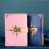 NectaRoy Vintage Travel Journal, A5 Lockable Diary(Compass Pattern), Notebook with