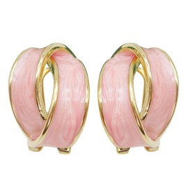 Navachi 18k Gold Plated Pink Winding Ribbon Acetate Omega Back Az2193 Earrings