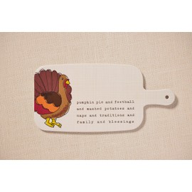 Mud Pie Thanksgiving Melamine Board Set, Tray 5 1/2" x 11 1/4" | Spreader 5 1/2", Cream