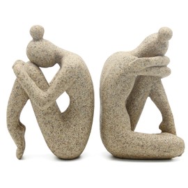 Lukitas Decorative Girl Thinker Bookends, Home Office Books Shelves Stoppers Holder, Nonskid Book Stoppers, Creative Desktop Ornaments for Study Room Hotel Shelves, Resin, 1Pair/2Piece 6.5''