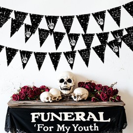 Bad Two The Bone Party Decorations 3Pcs Black Bad 2 The Bone Pennant Banner Rock and Roll 2nd Birthday Decorations for Boys Girls Music Theme Second Birthday Party Supplies
