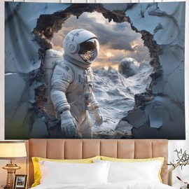 NYZE 3D Astronaut Space Tapestry for Bedroom, Wall Tapestries Room Decor, Cool Galaxy Planet Wall Hanging, Wall Hanging for Men Guys Gamer Room Dorm Living Room 59x51 in