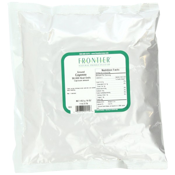 Frontier Chili Peppers Ground, Cayenne 90,000 Hu, 16 Ounce Bags