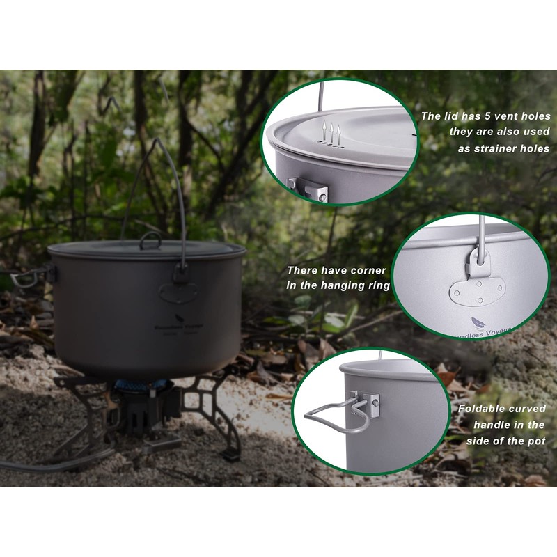 Boundless Voyage 2900 ml Titanium Pot Pan Set with Large