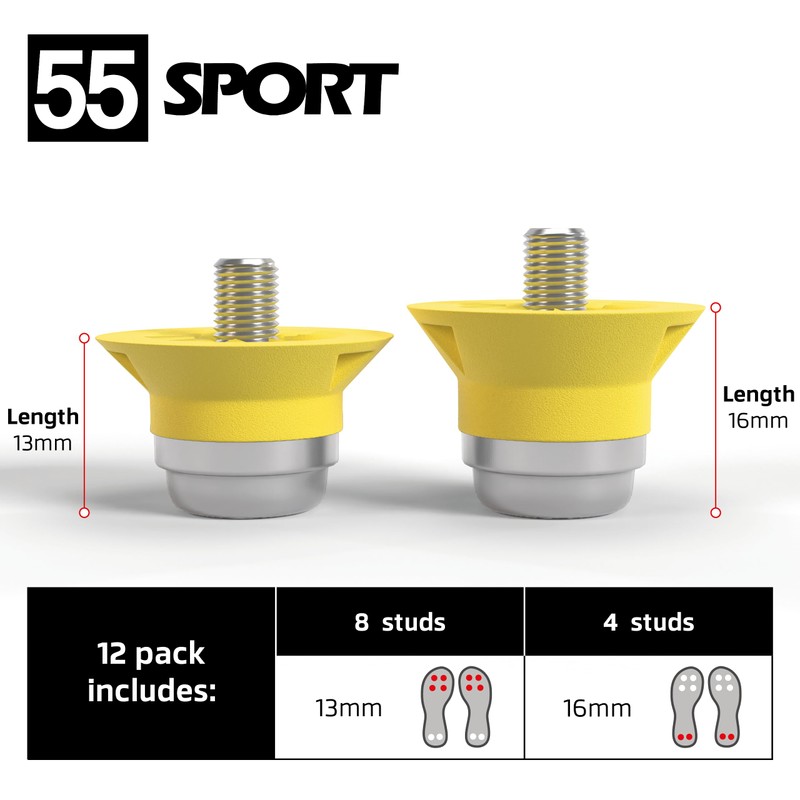 55 Sport World Cup Metal-Tipped Replacement Football Studs - 12