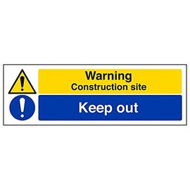 Eco Friendly Warning Building- Warning, Construction Site / Keep Out - 300 X 100mm