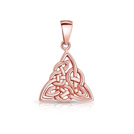 DTPsilver® 925 Sterling Silver Rose Gold Plated Celtic Knot Pendant - Without Curb Chain