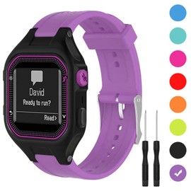 GVFM Bands Compatible with Garmin Forerunner 25, Soft Silicone Replacement Watch Band Strap for Garmin Forerunner 25 GPS Running Watch (S-Purple, Small)