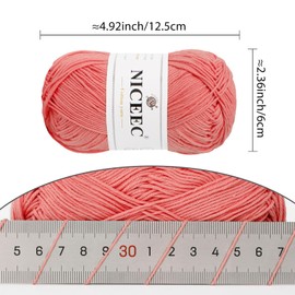 NICEEC 4 Skeins Soft Baby Yarn 100% Cotton Yarn for Crochet Knitting 4 Ply Yarn Blanket Yarn for DIY Craft Fingering Weight Yarn Total Length 4×175yds/4×50g-Tangerine
