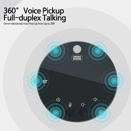 Cykvis Bluetooth Speaker with Microphone,Conference Microphone for Home Office, Smart Voice Enhancement, Plug and Play, 360° Voice Coverage, Powerful Sound, Desktop PC Speaker, Online Meetings