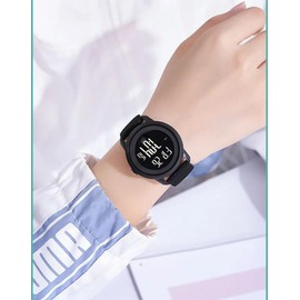 Outdoor Sports Watch Women Men Minimalist Easy-to-Read LED Digital Watch Students Multi-Functions Alarm Clock Stopwatch 5Bar Waterproof Watch (Black)