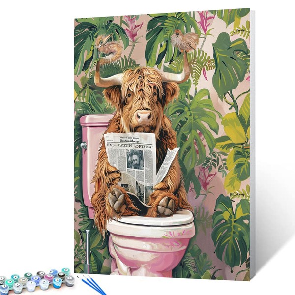 Tucocoo Highland Cow Bathroom Paint by Numbers Kits 40 x