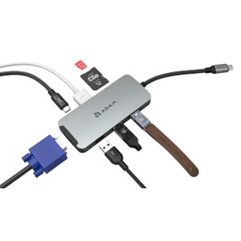 ADAM elements 8 en 1 USB C Hub - 4K USB C a HDMI - 100W USB C PD - Lector de tarjetas SD - 3 puertos USB 3.1 - Funda de aluminio portátil y duradera