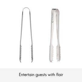 Viners Barware Brushed Silver Stainless Steel Ice Tongs