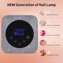 Kikugu Cordless UV LED Nail Lamp,72W Rechargeable UV Light for Gel Nails with 5 Timer Setting Quick Dry Curing Lamp with Display Auto Sensor for Salon & Home(AB Diamond)