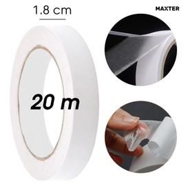 Maxter Double-Sided Tape Extra Strong Transparent Thin Double Sided Tape Strong 18 mm x 20 m (6 Rolls = 120 m)
