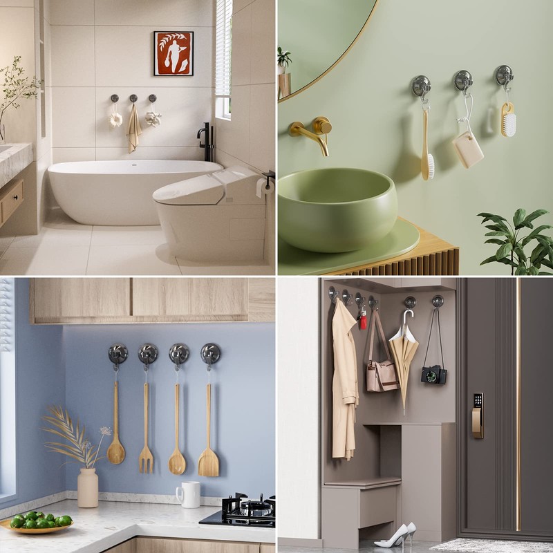 GlobaLink Bathroom Suction Hooks - 2 Pack Reusable Sucker Hooks