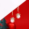 Cute Snowman Pearl Dangle Stud Earrings 14K Gold Plated Cubic