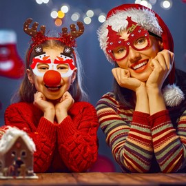 48 Pieces Christmas Glasses Bulk Glitter Holiday Party Favors Frames Cute Costume Eyeglasses Unisex Fun Samaritans Operation Christmas items bulk Decorations for Party Photo Booth, Assorted Styles