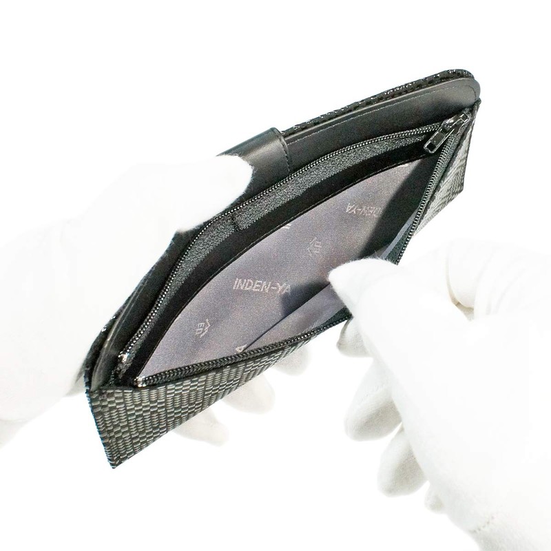 Indenya 2107-01-167 Long Wallet, Bundle, Large, Thin, Deer Leather, Black