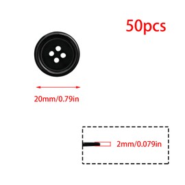 Lilaly 50 PCS 3/4 inch Buttons for Crafts, 4 Holes Black Resin Buttons, for Sewing Children Sweater DIY Crafts Scrapbooking (Black)