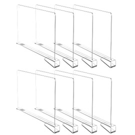 HBlife 8 Pack Clear Shelf Dividers, Vertical Purse Organizer for Closet Perfect for Sweater, Shirts, Handbags in Bedroom and Kitchen, Adjustable Acrylic Bookshelf for Organization