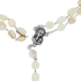 Vatican Imports Catholic Rosary with Natural Stone Beads (White)