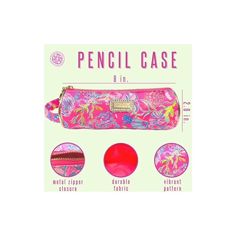 Lilly Pulitzer Cute Pencil Case, Colorful Zipper Pouch for Office