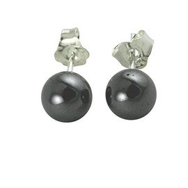 apop nyc 6mm Round Simulated Hematite Stud Earrings Sterling Silver [Jewelry]