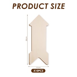 SLAXJNE Pack of 10 Arrow Shaped Wooden Signs, Home Display Signs, Home Decoration, DIY Wooden Products, Wooden Labels, Garden Wooden Signs, Can Be Used for Painting, Decorating, Gifts