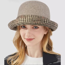 YeeHeen Fedora Cloche Hat Vintage Church Round Bowler Hats Bucket Hat for Women Brown