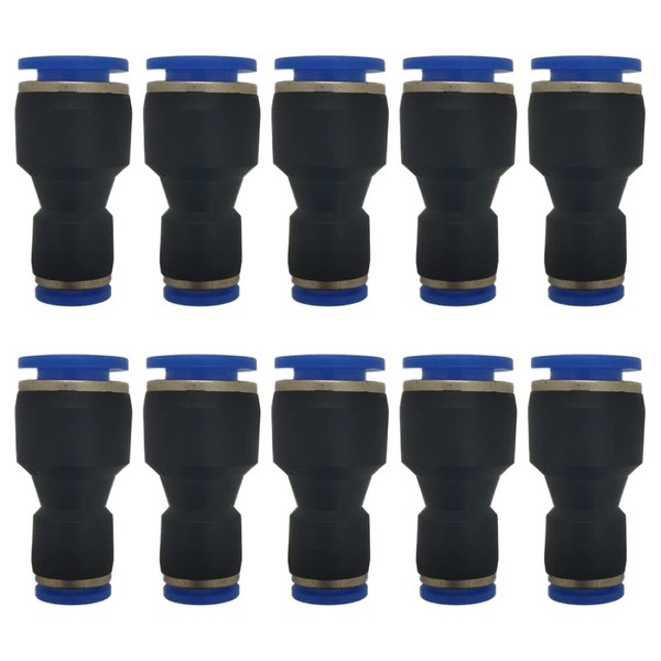 zjxed 1/4" OD x 3/8" OD Pneumatic quick Connector Push to Connect fittings Straight reducer Union/Coupler (Pack of 10)