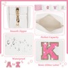 Bolsa de maquillaje con parche inicial personalizada, bolsa de chenilla