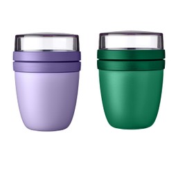Mepal 'Ellipse' Lunch Pot For On The Go, 500 ml & 200 ml, Aqua / Nordic Pink, 11 x 11 x 15 cm