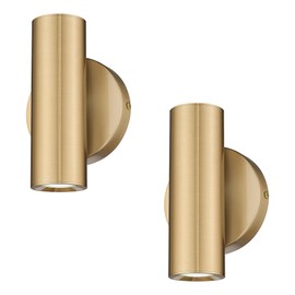 Cargifak Wall Sconces Set of Two, 2-Light Brass Wall Sconce, Indoor Up and Down Wall Lamp, Wall Light for Bedroom Bathroom Stair Hallway, WL4830-2W-BB-2pk