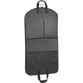 WallyBags 45 inch Extra Capacity Garment Bag with Pockets for Suits and Uniforms, Black