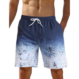iCKER Mens Swim Shorts Swimming Trunks 3D Print Beach Shorts Boardshorts for Summer,Blue STK306,XL