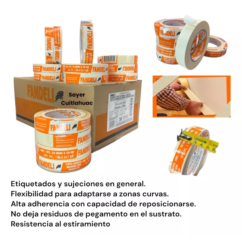 Fandeli Cinta Adhesiva Masking 72162 Fandeli 24mm X 50m Caja